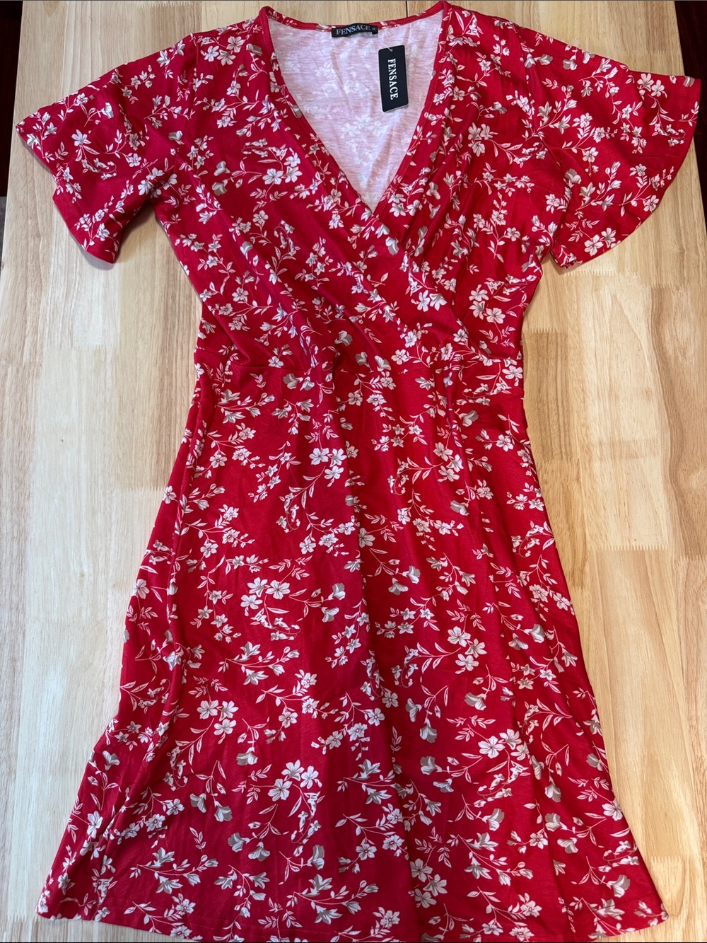 TINSACE Red Floral Wrap Dress